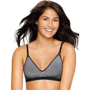 Hanes Bra Black White Stripe Convertible Strap Comfort Wirefree Size Small